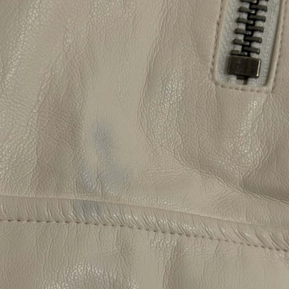 Alice + Olivia Women's Ria Vegan Leather Jacket size Small off white - Picture 7 of 9